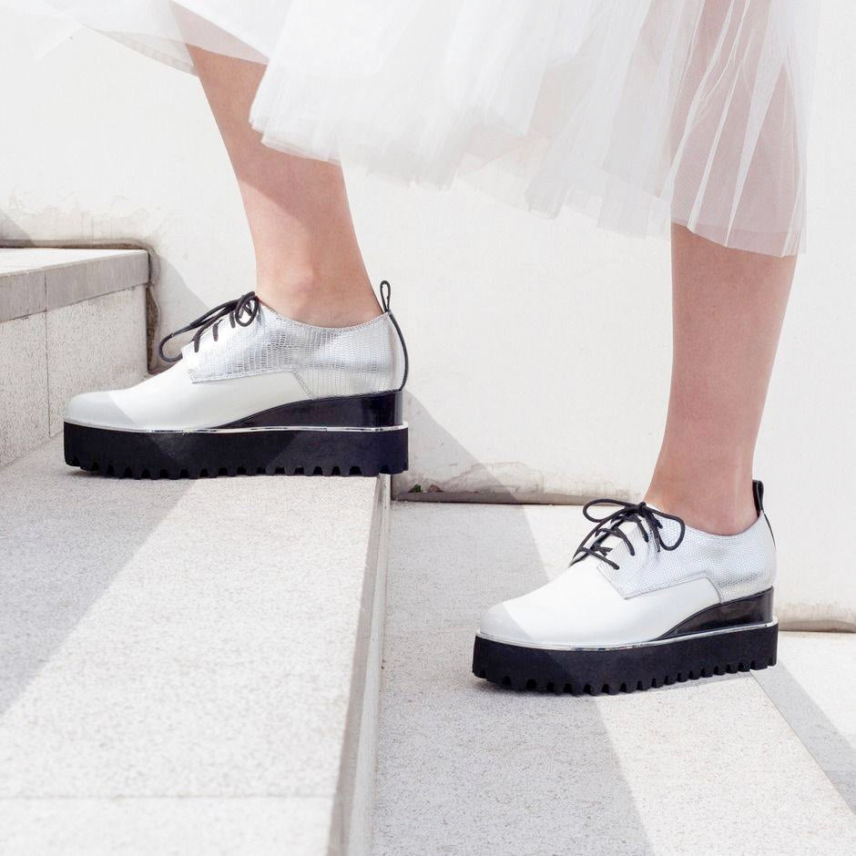 United Nude Juko Pop Platform Oxford Shoes in White, Size 36/US 6