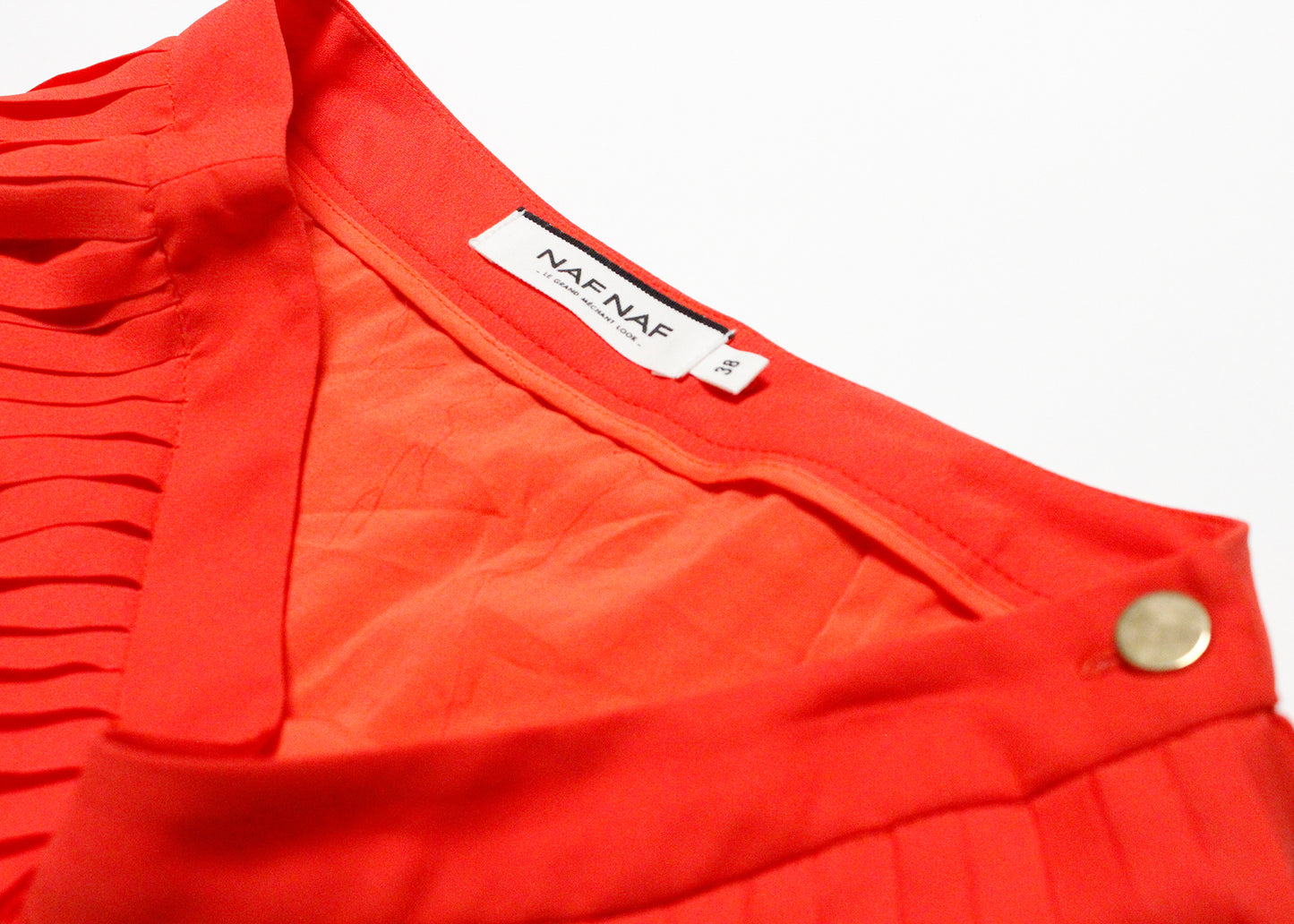 NAFNAF Long Red Pleated Skirt, Size 38