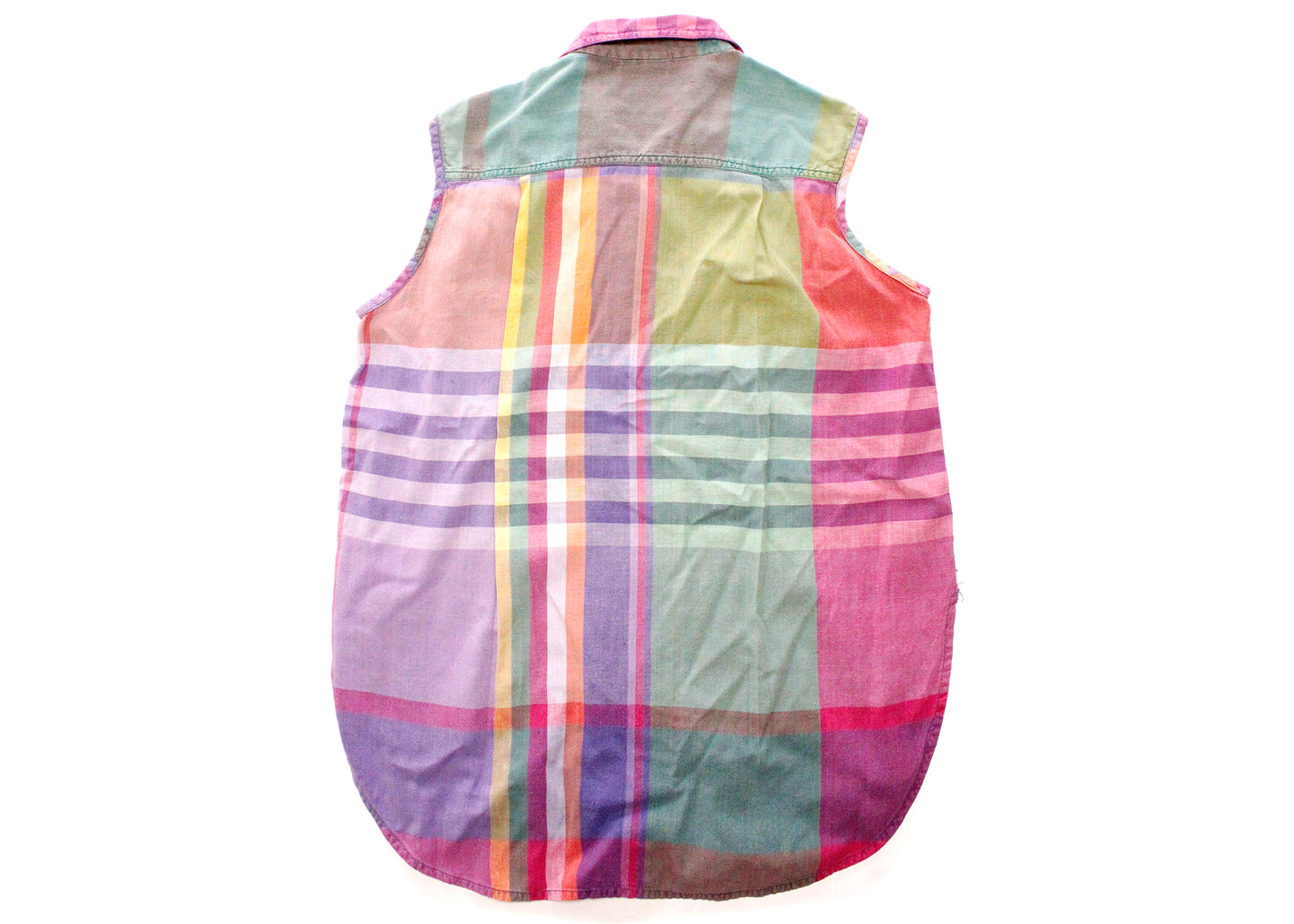 Vintage ‘90s Cotton Pastel Sleeveless Collared Button Up Shirt by Styles To Go