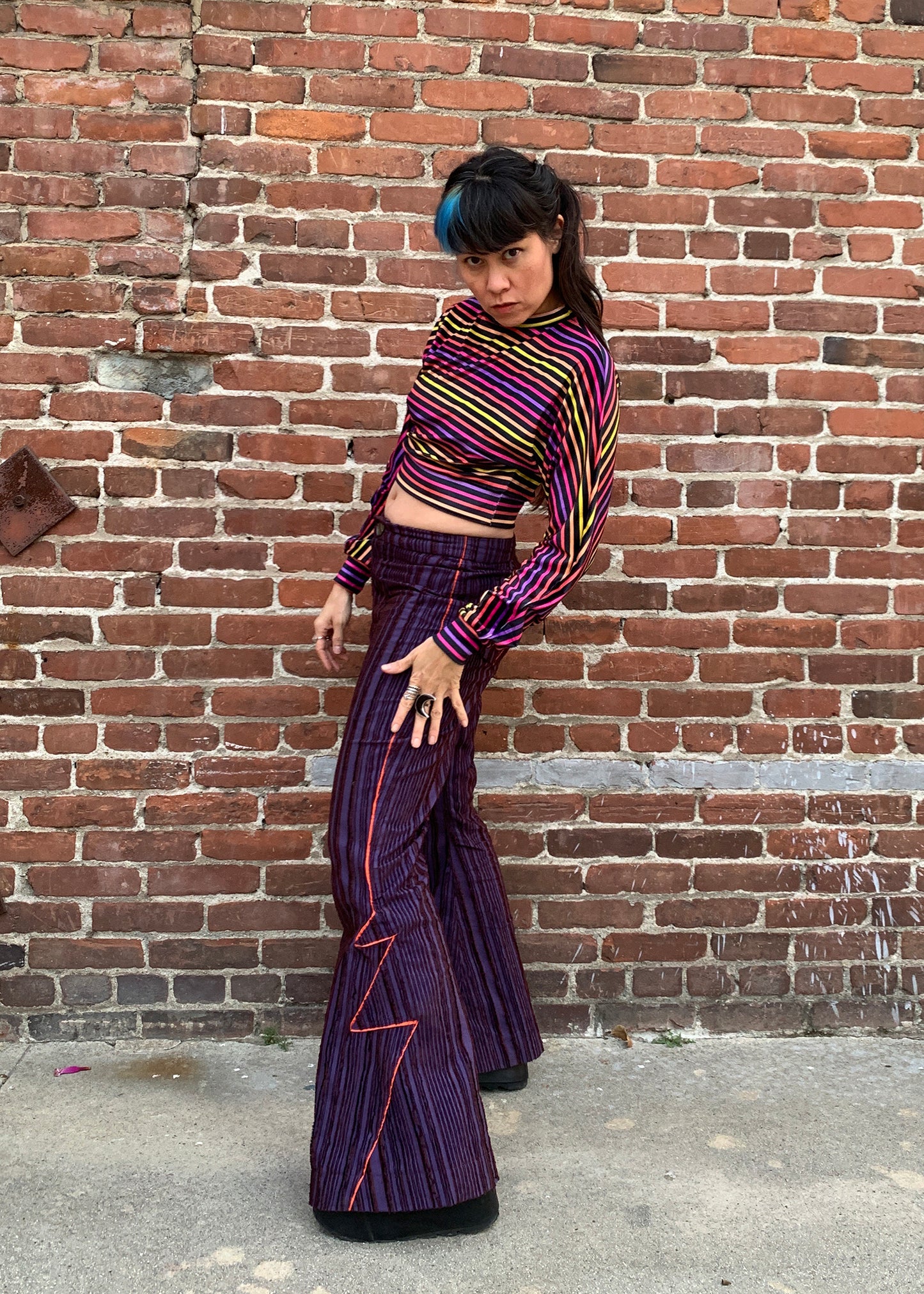 Praxis Long Sleeve Top In Roller Boogie Stripe