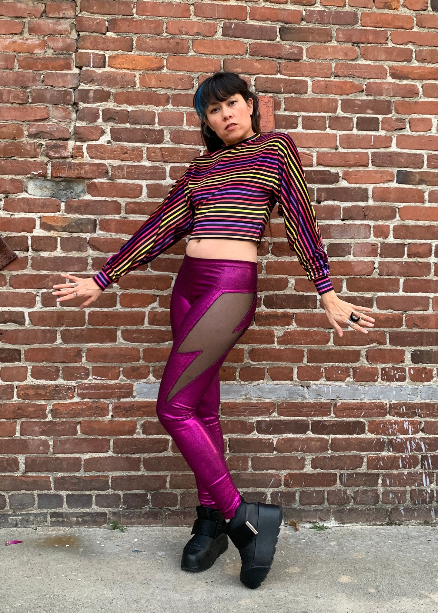 Praxis Long Sleeve Top In Roller Boogie Stripe