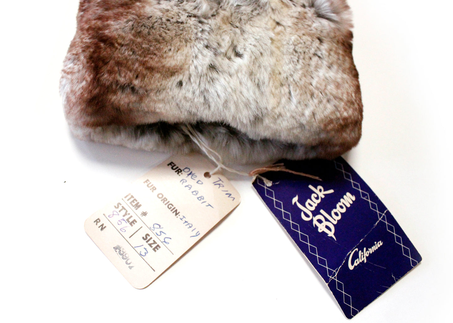 Jack Bloom California 1950s Deadstock Gray Jacket with Rabbit Fur Trim & Off-Center Closures. 90% Worsted Wool; 10% Silk body with Dyed Rabbit Fur trim from Italy