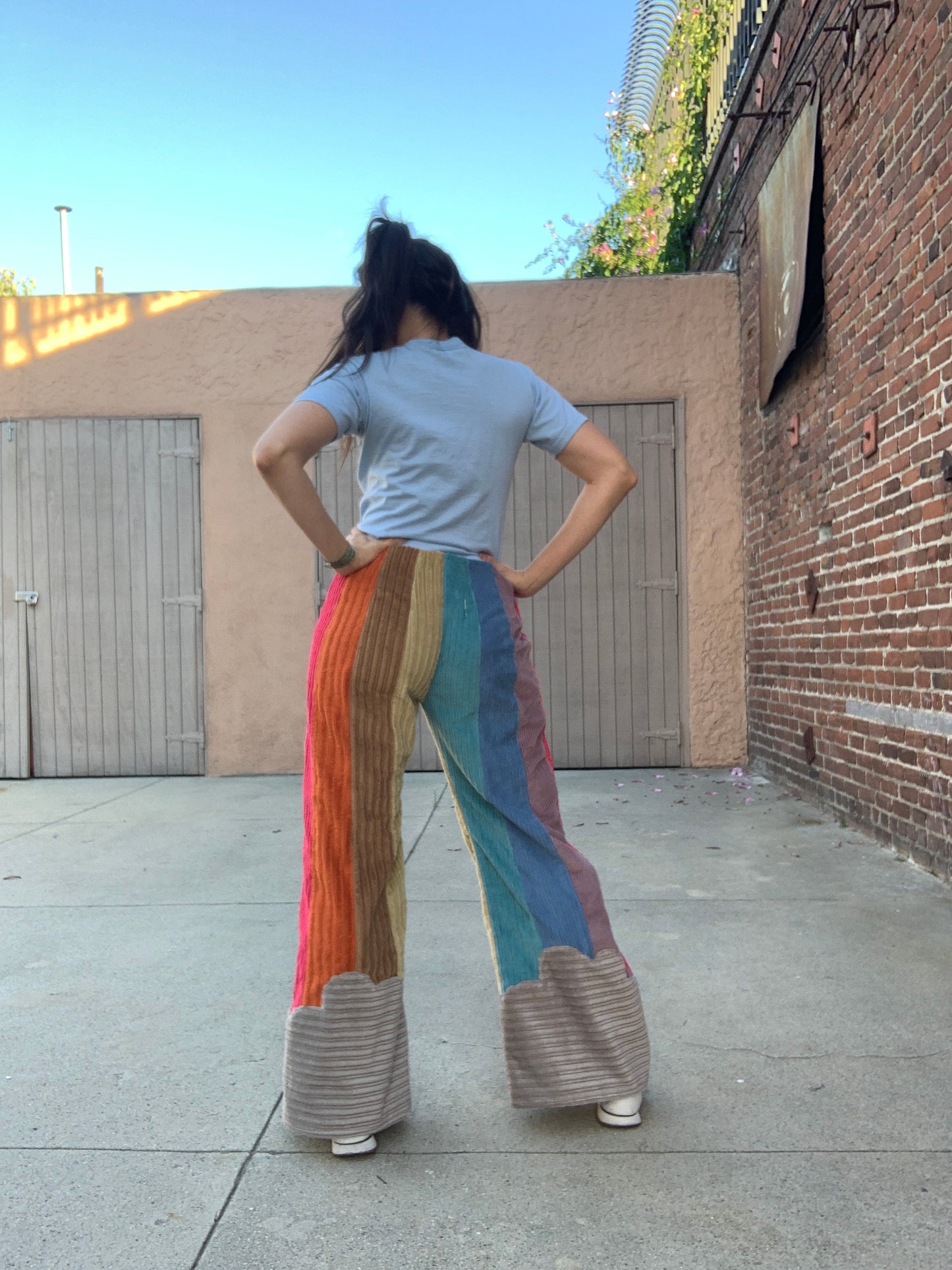 Raya Rainbow Corduroy Pants with Clouds