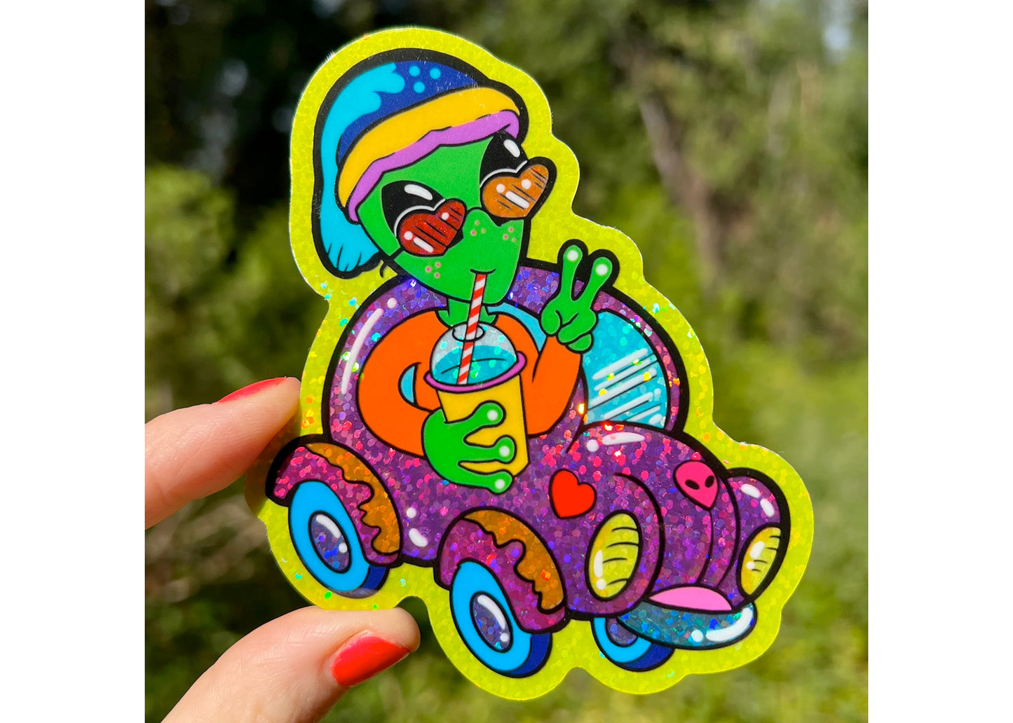 Alien Raver Holographic Sticker