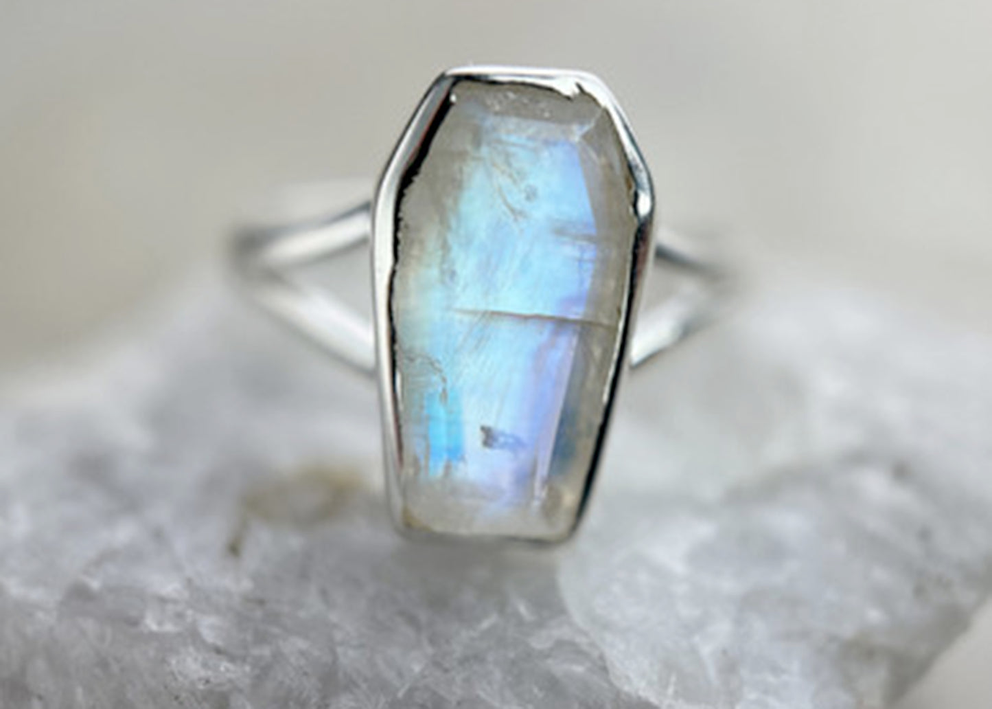 Coffin Ring in Moonstone