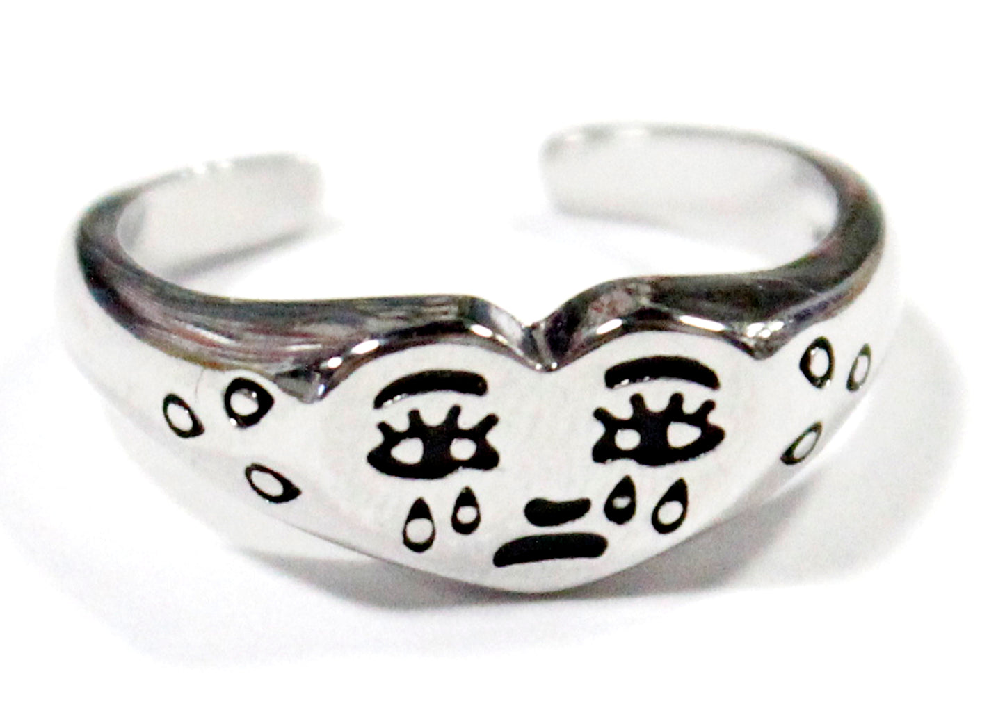 Crying Heart Ring in Silver