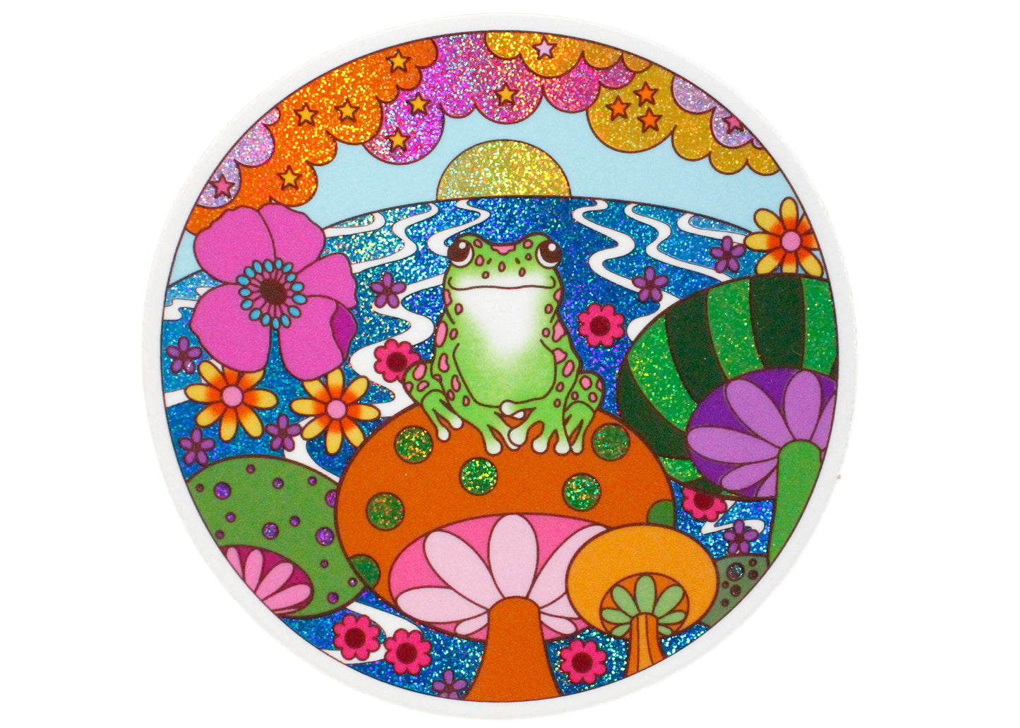 XL Happy Frog Glitter Sticker