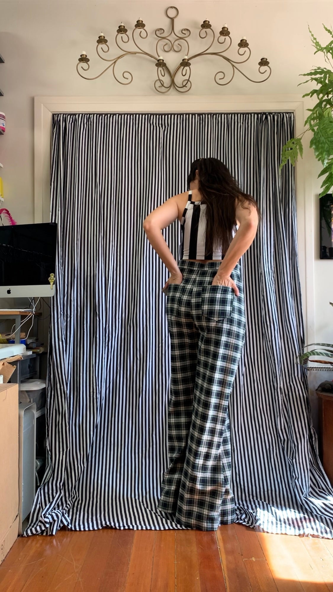 Nemisis Trousers In Black Forest Plaid