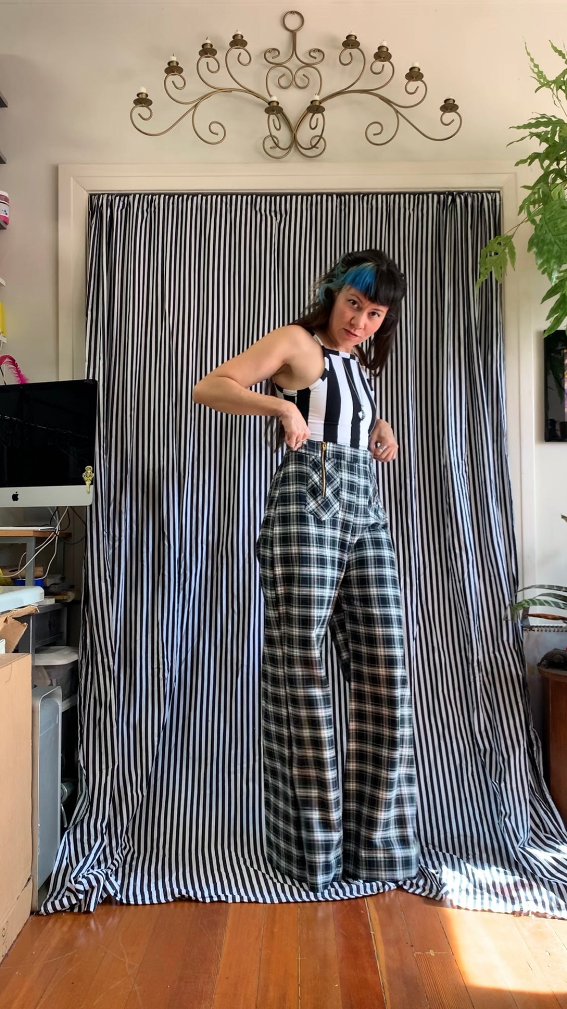 Nemisis Trousers In Black Forest Plaid