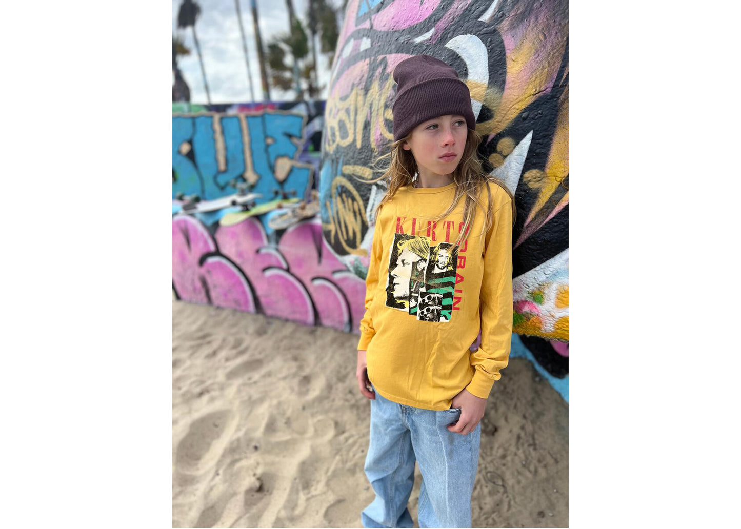 Kurt Cobain Collage Long Sleeve Kids Tee
