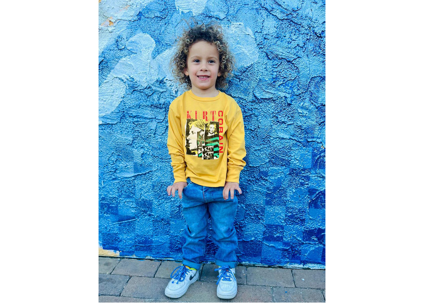 Kurt Cobain Collage Long Sleeve Kids Tee