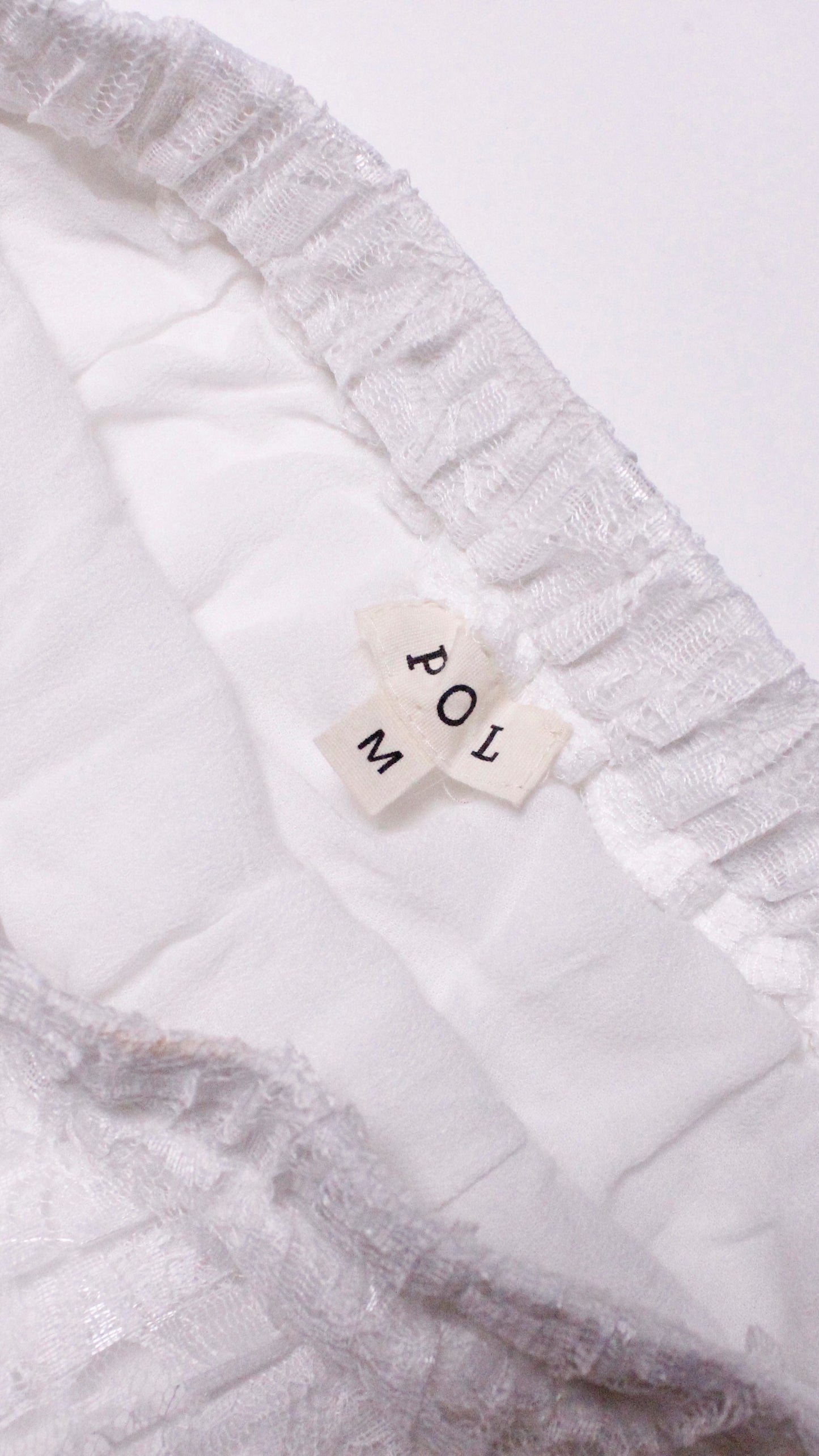 POL White Lace Pleated Skirt