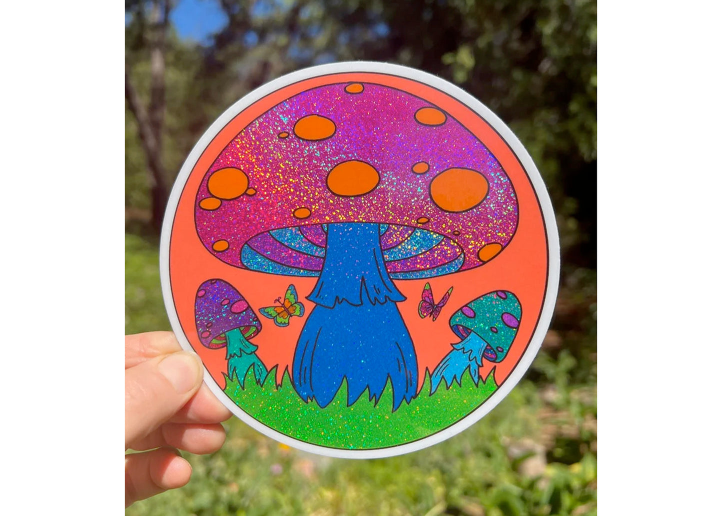 XL Groovy Mushroom Glitter Sticker