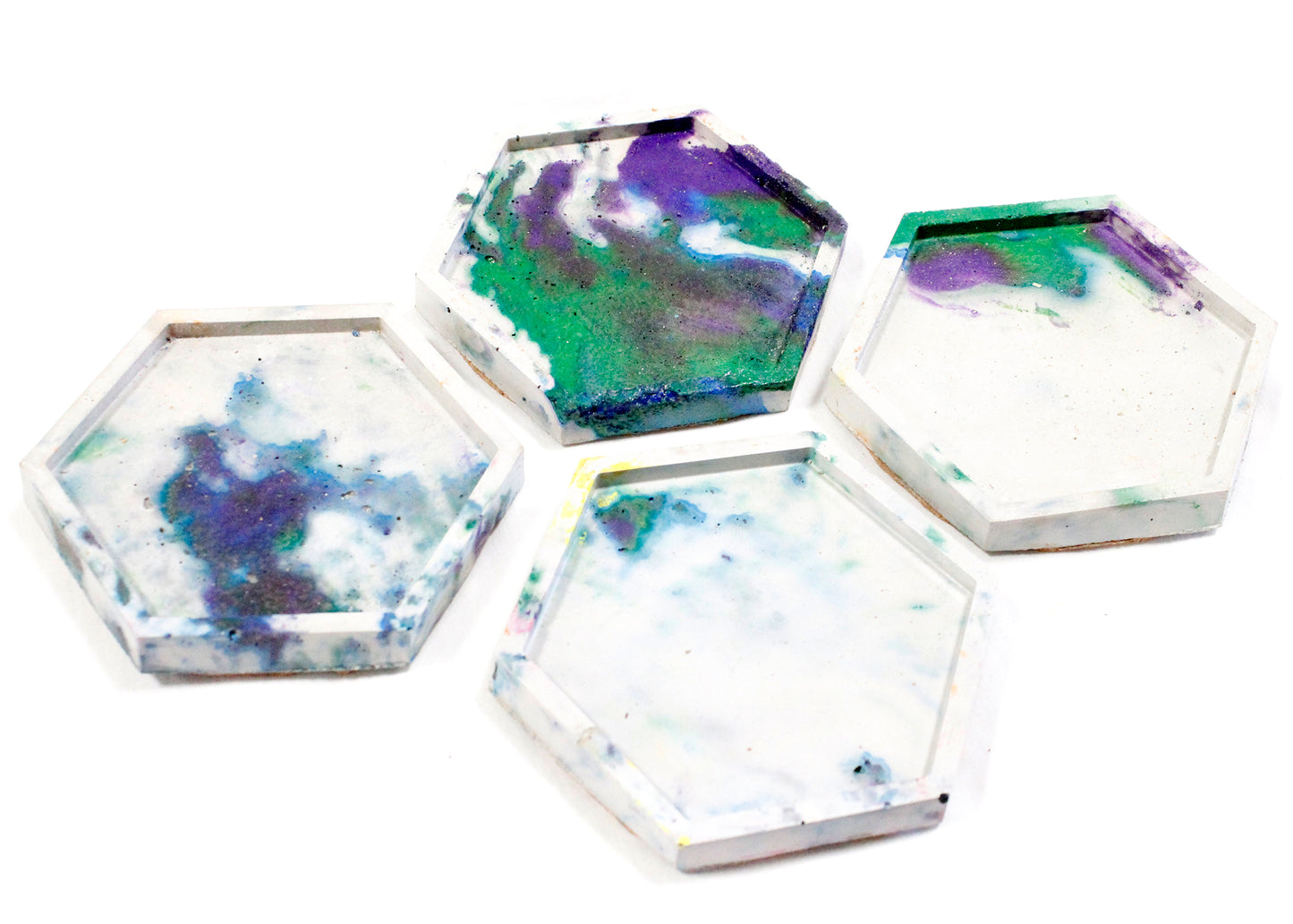 ROYGBIV Concrete Coaster Set in GBIV