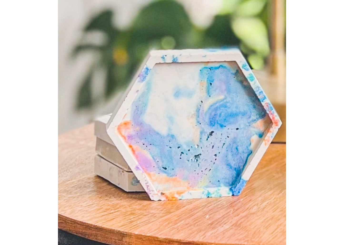 ROYGBIV Concrete Coaster Set in GBIV