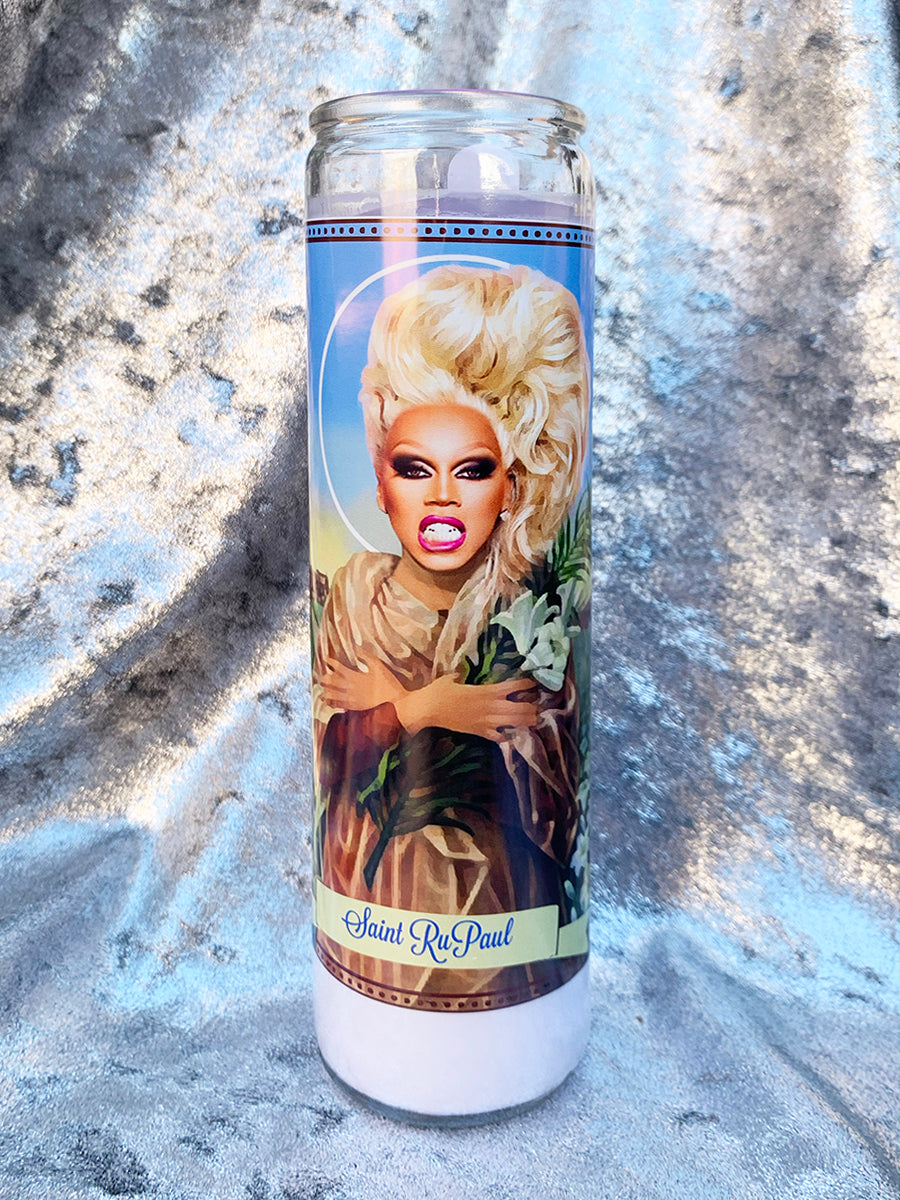 Saint RuPaul with Flowers Altar Candle