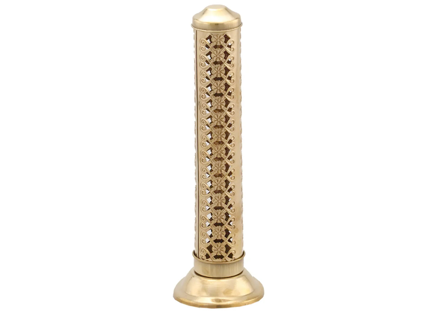 Small Flower Brass Incense Stick and Cone Burner Tower