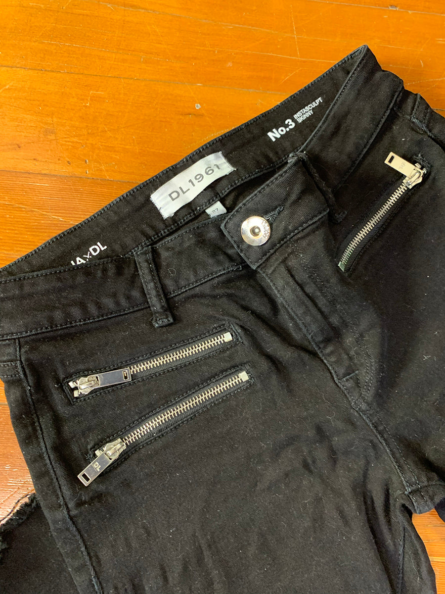 DL1961 JAxDL No. 3 Instasculpt Skinny Black Jeans with Zippers