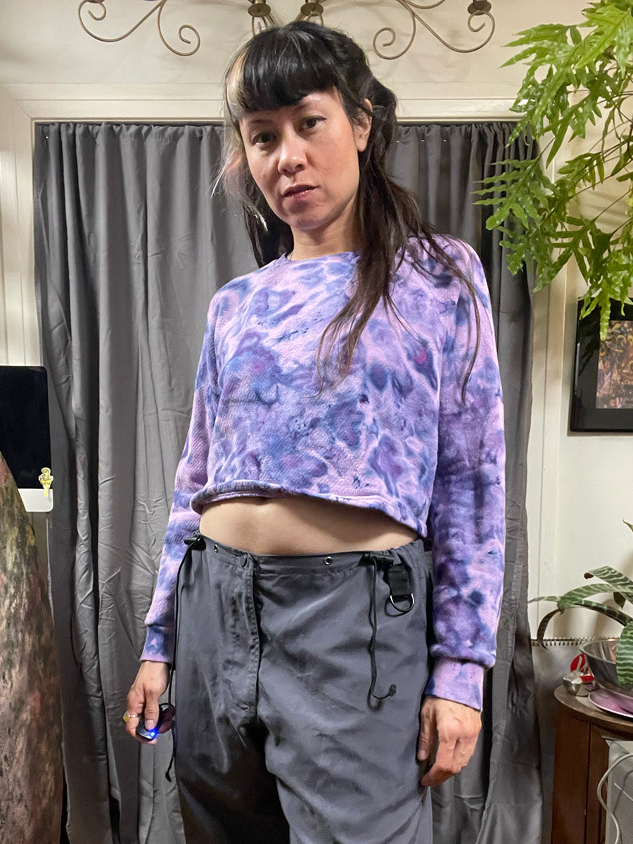 Madewell Purple Hand Dyed Crop Sweatshirt