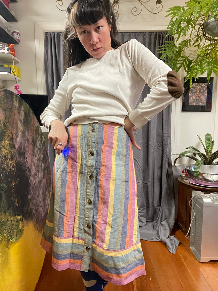 Madewell Rainbow Linen Skirt
