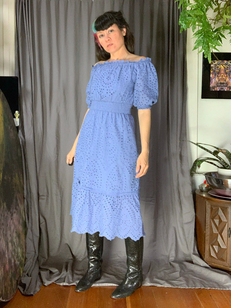Betsey Johnson Periwinkle Blue Eyelet Prairie Dress