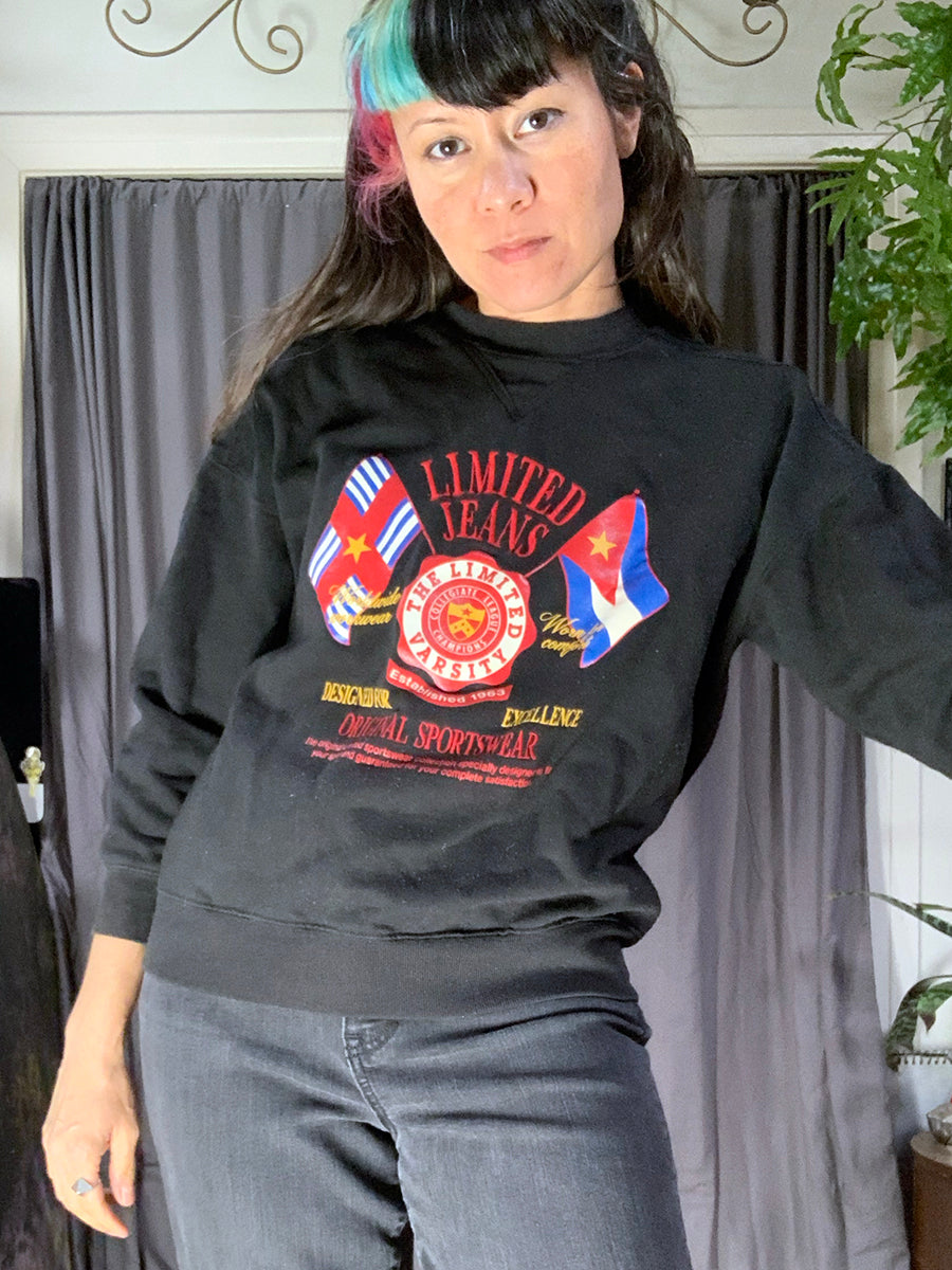 The Limited 1990s Embroidered & Printed Flags Sweatshirt