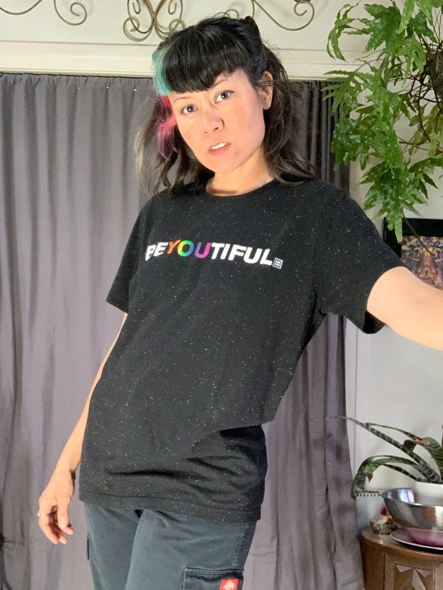 HRC.org BEYOUTIFUL Speckled Rainbow Knit Pride T-Shirt
