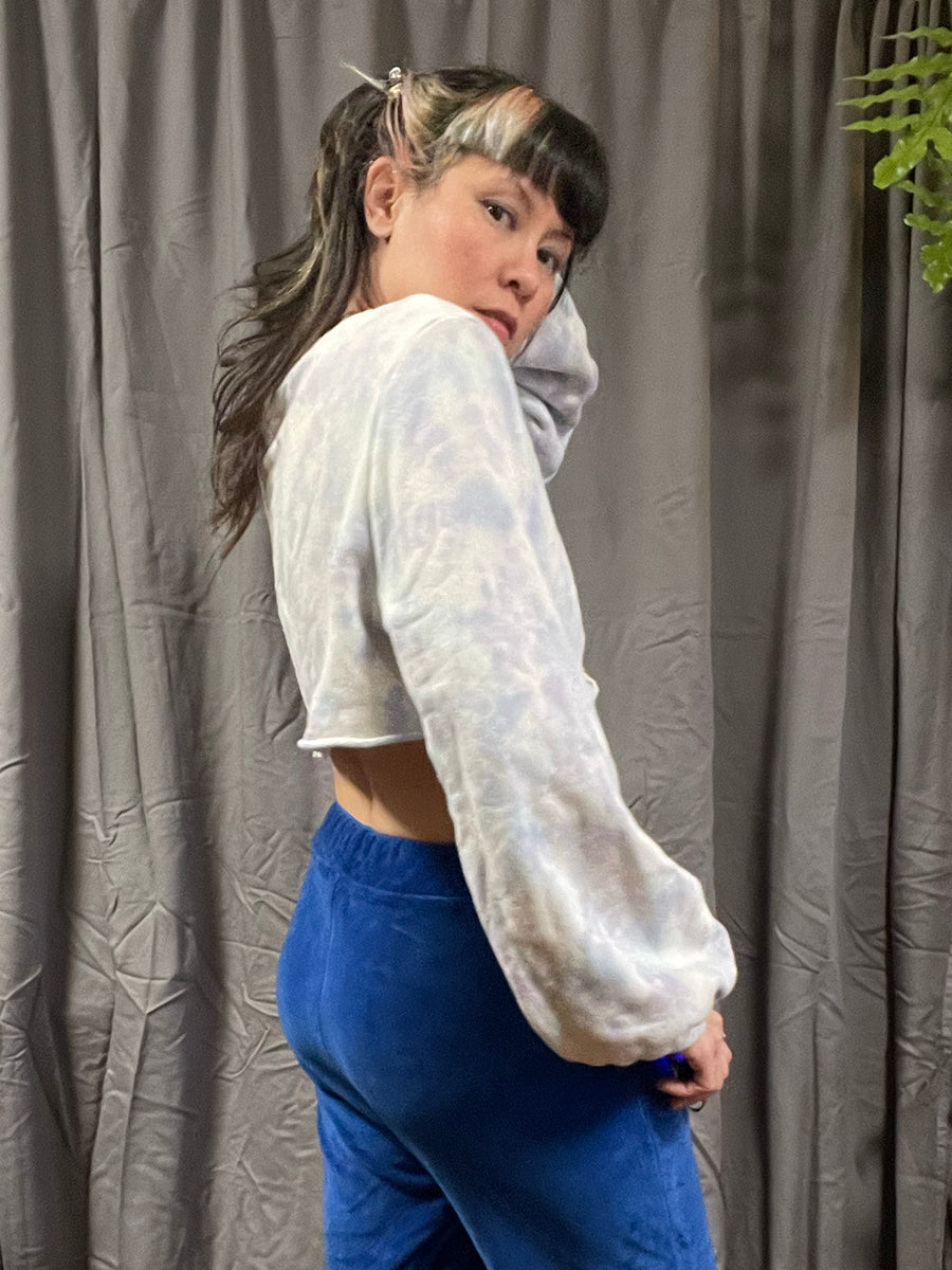 Hand Dyed Cloud Cropped Bell-Sleeve Sweatshirt