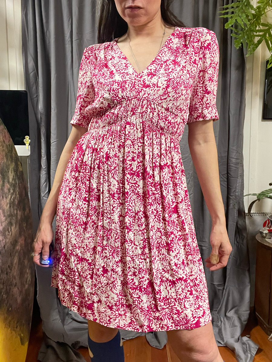 HD In Paris Fuchsia Abstract Floral Viscose Dress