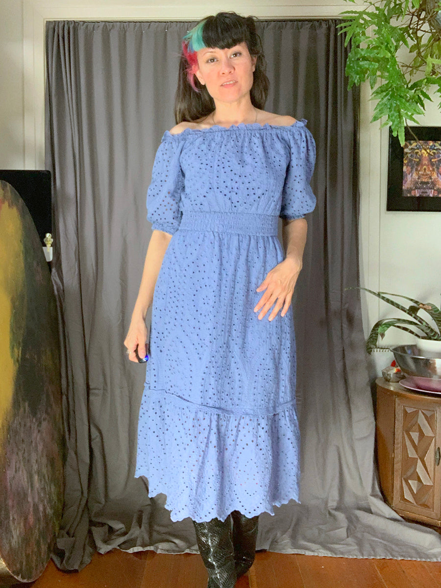 Betsey Johnson Periwinkle Blue Eyelet Prairie Dress