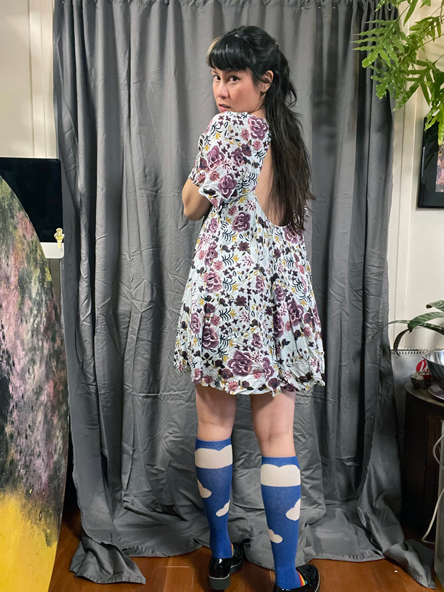 Kimchi Blue Blue Floral Rayon Babydoll Dress
