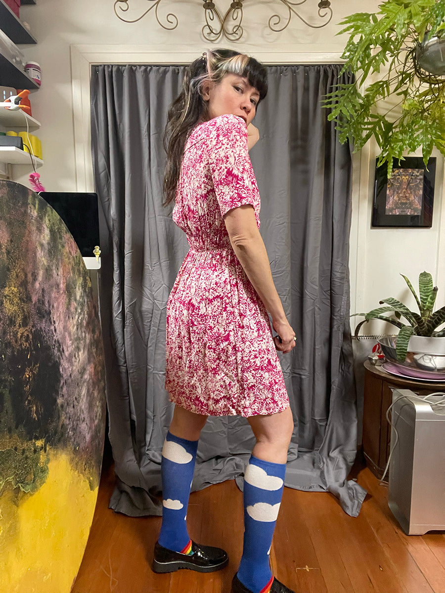 HD In Paris Fuchsia Abstract Floral Viscose Dress