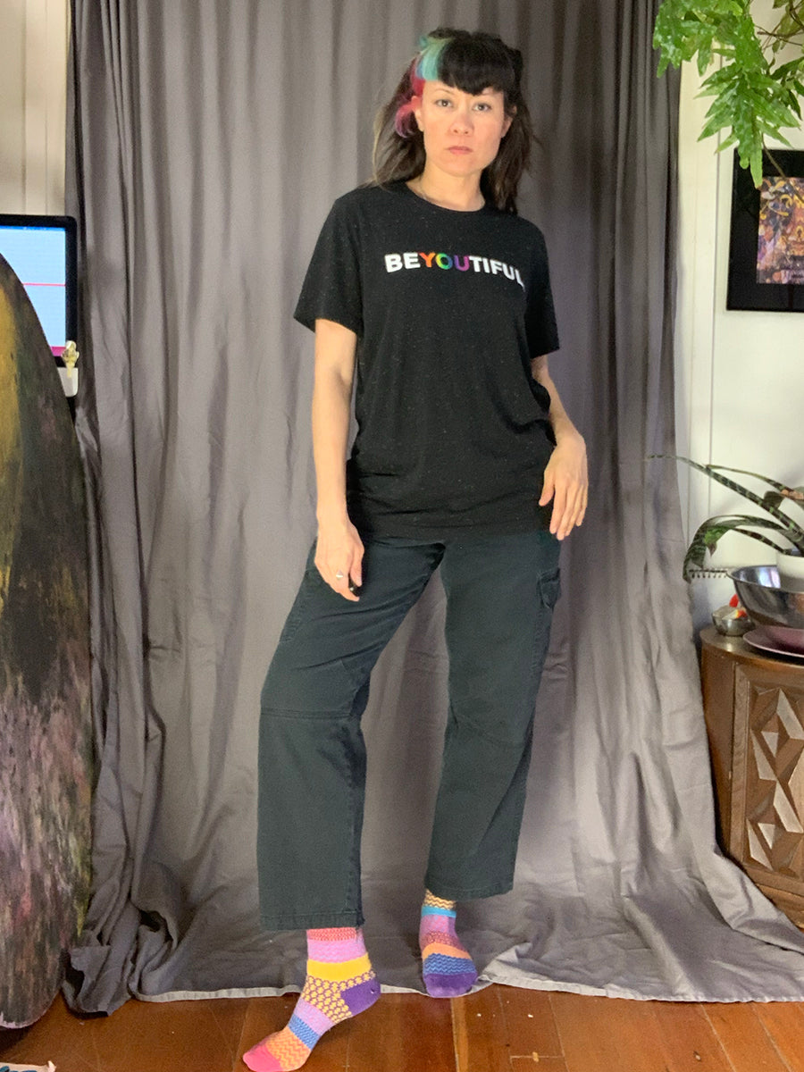 HRC.org BEYOUTIFUL Speckled Rainbow Knit Pride T-Shirt