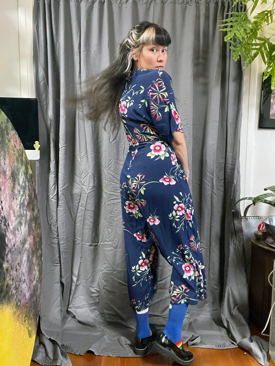 Gap Navy Blue Floral Jumpsuit