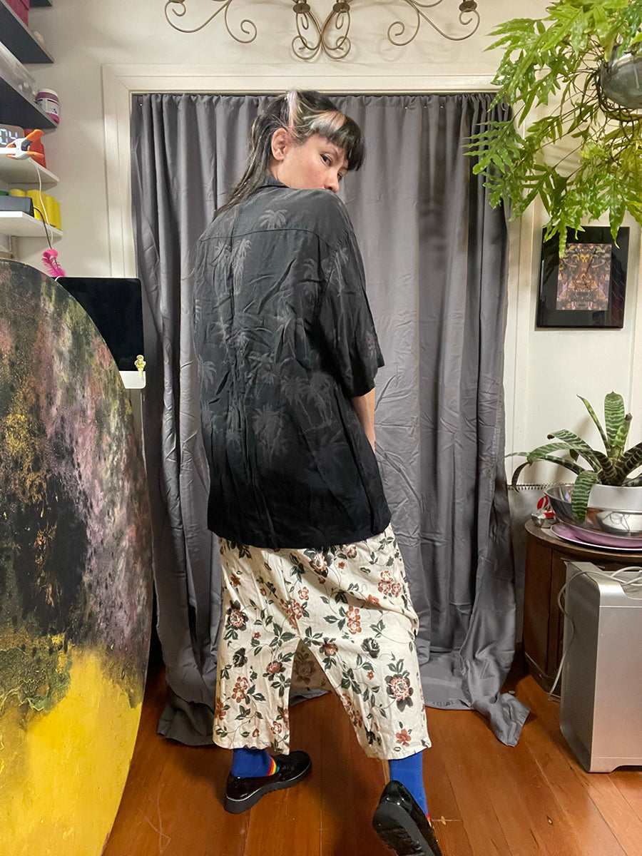 Pierre Cardin Ombré Black Palms Rayon Button Up