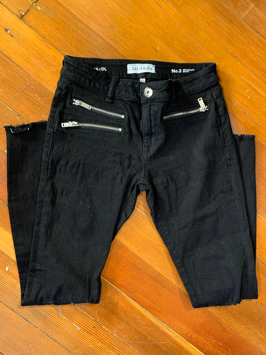 DL1961 JAxDL No. 3 Instasculpt Skinny Black Jeans with Zippers