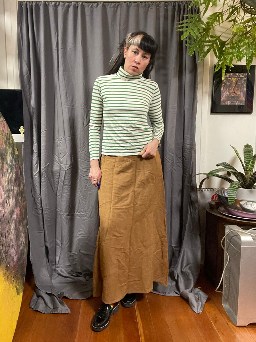 Kule Green & Off-White Striped Turtleneck