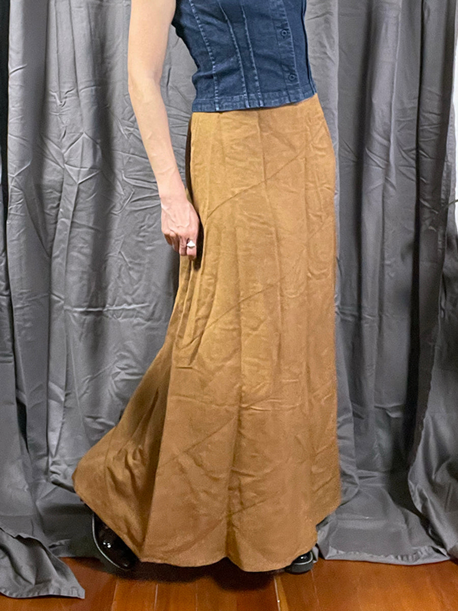 Valerie Stevens Vintage ‘90s Brown Linen Maxi Skirt
