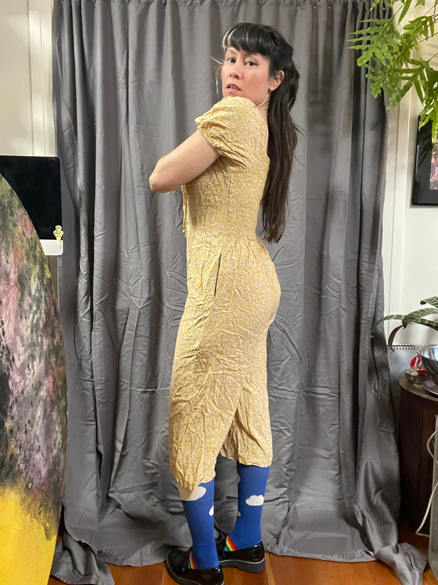 Luxology Yellow Floral Rayon Jumpsuit