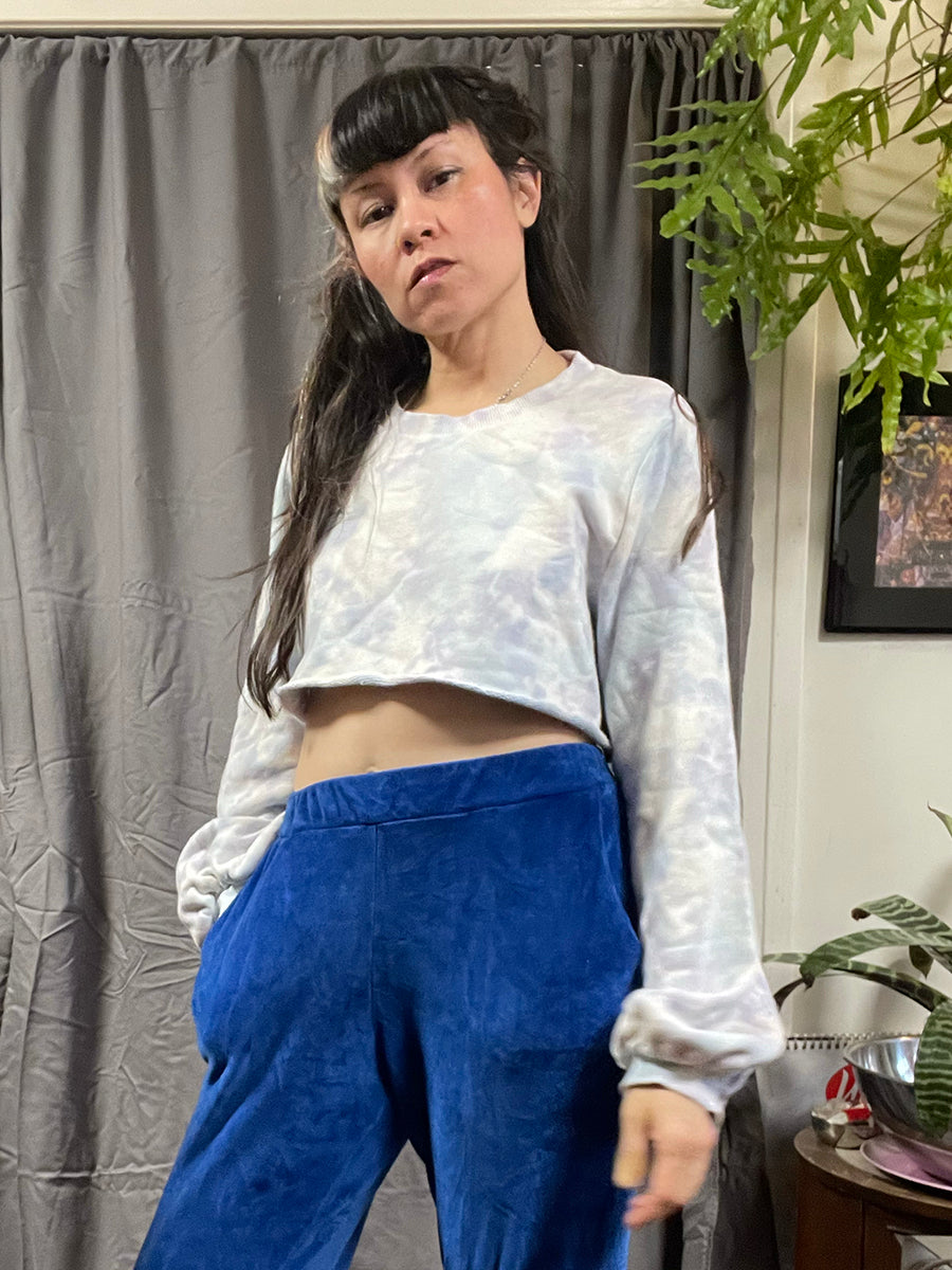 Hand Dyed Cloud Cropped Bell-Sleeve Sweatshirt