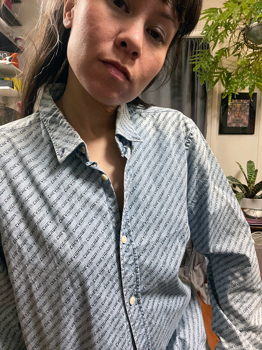 Chevignon Logo Printed Chambray Long Sleeve Button Down