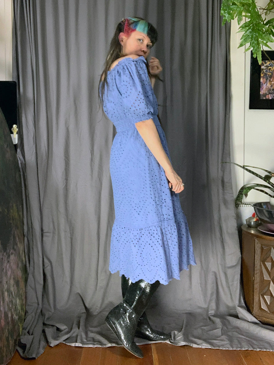 Betsey Johnson Periwinkle Blue Eyelet Prairie Dress