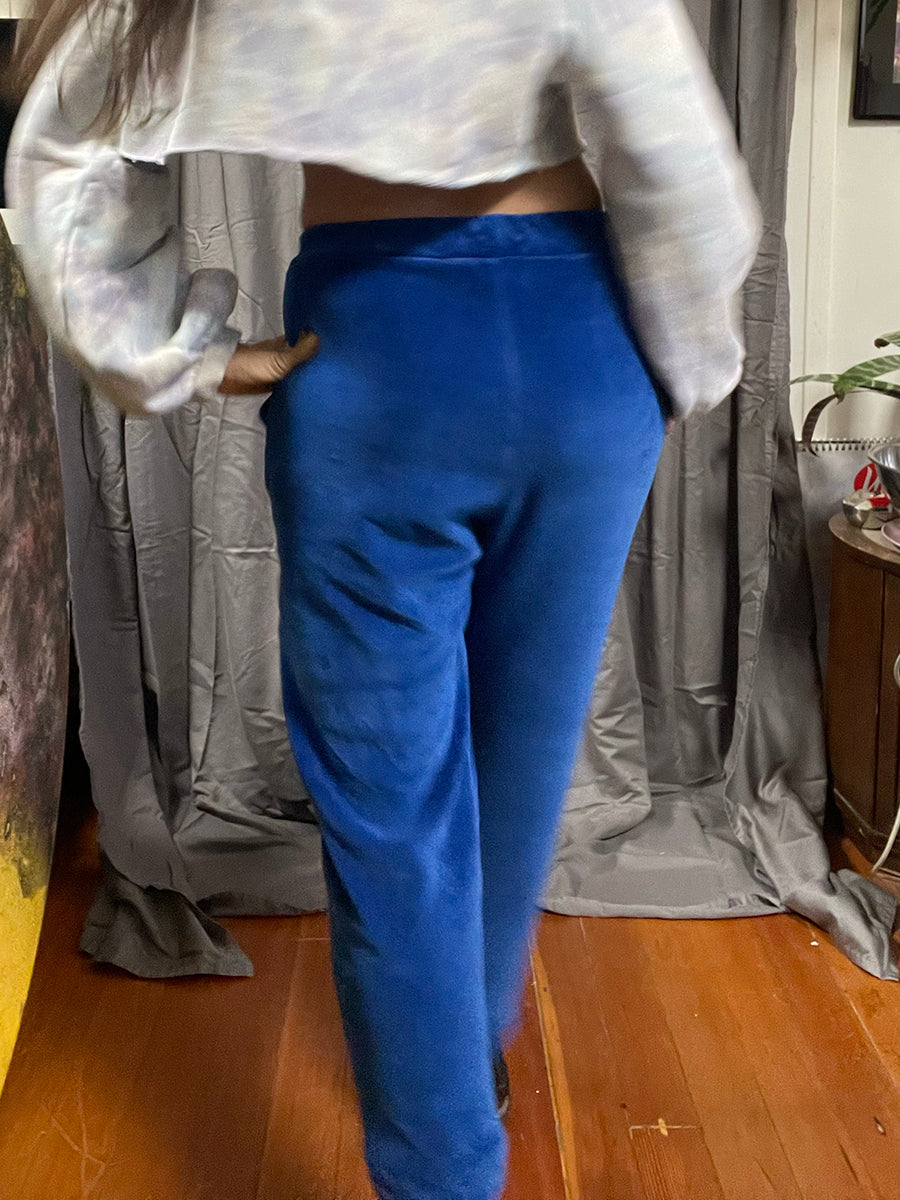 Mikoh Cobalt Blue Velour Terry Cropped Leisure Pants