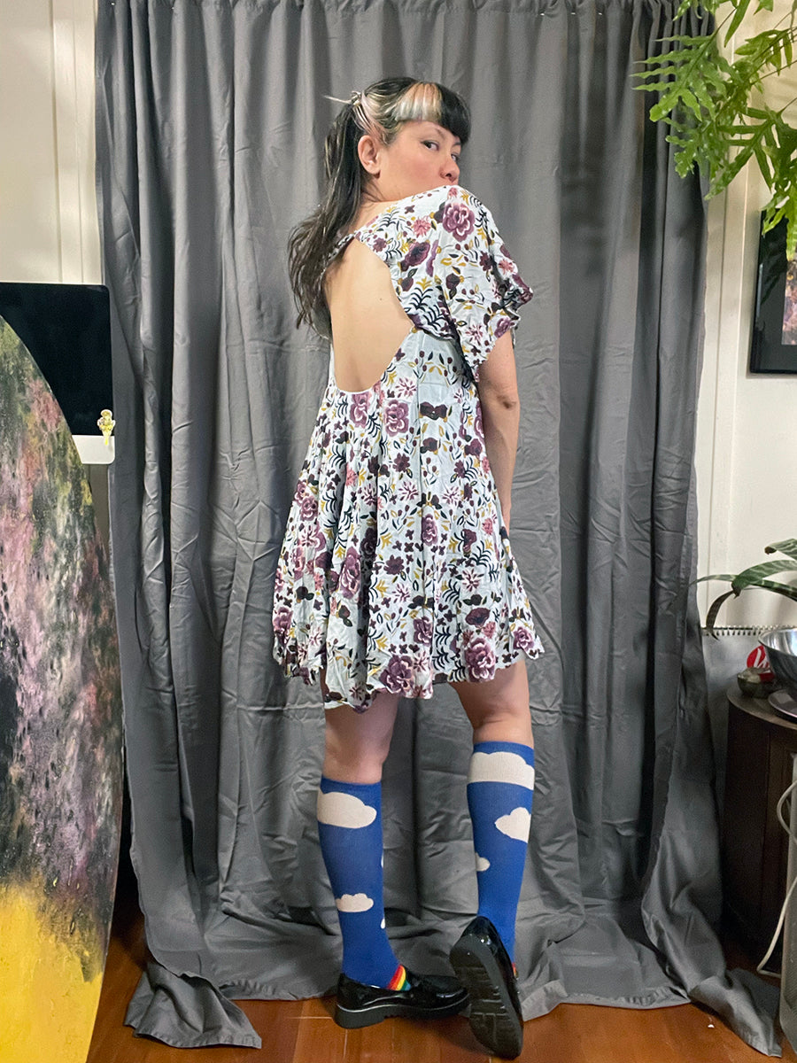 Kimchi Blue Blue Floral Rayon Babydoll Dress