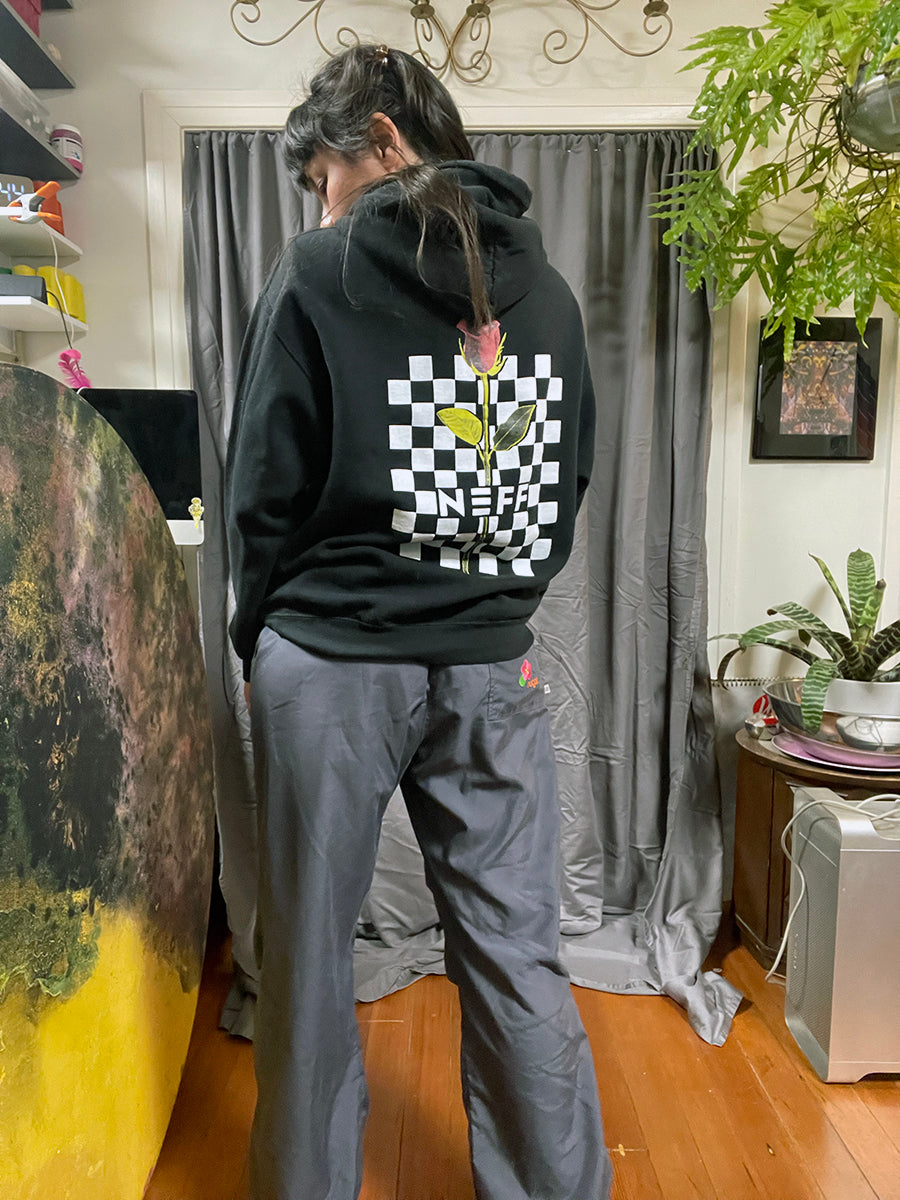 Neff Checkerboard & Roses Black Hoodie