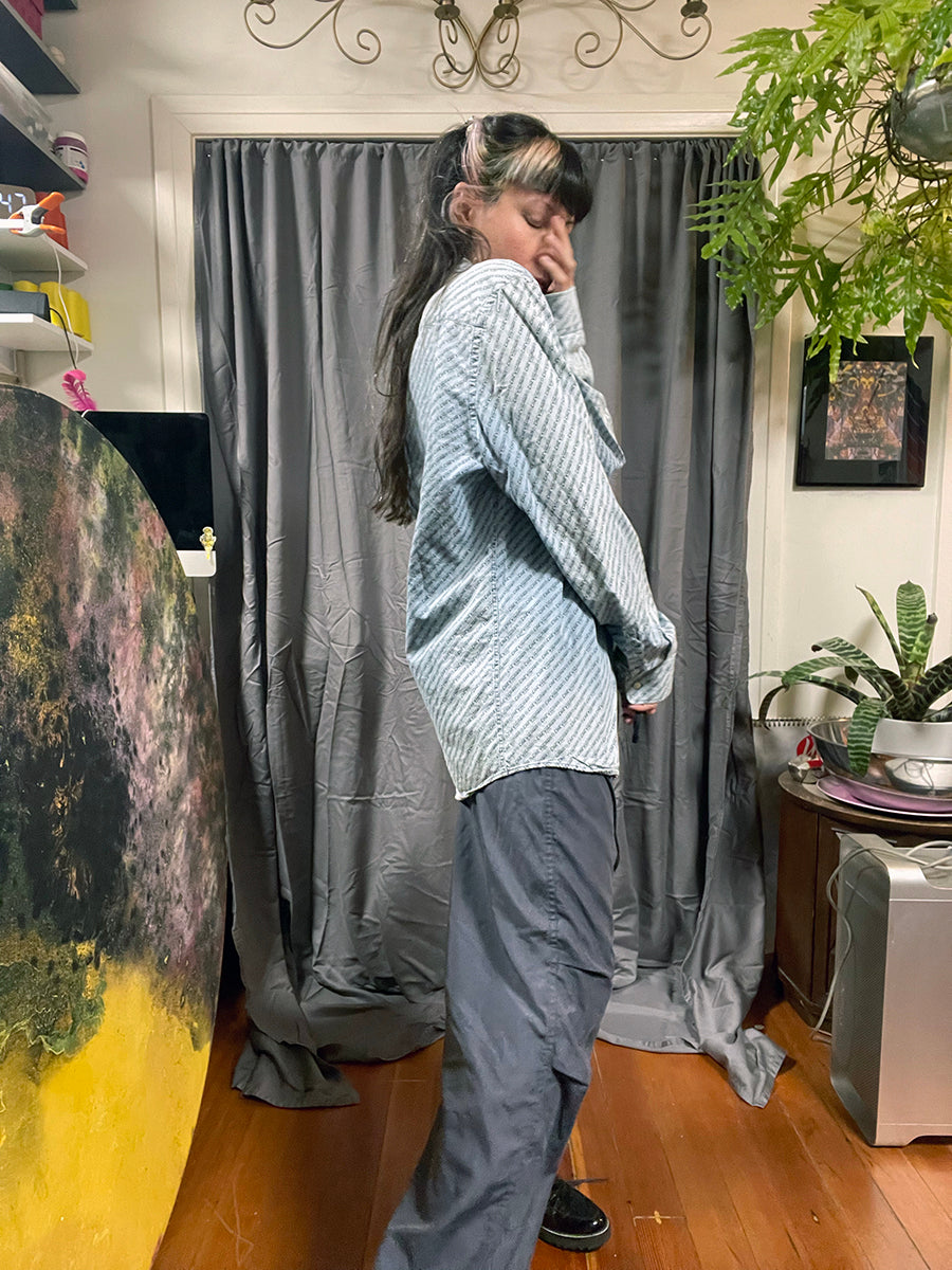 Chevignon Logo Printed Chambray Long Sleeve Button Down
