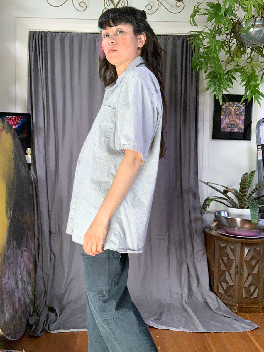 Hurley Gray & Yellow Short Sleeve Button Up in Digital Swiss Dot