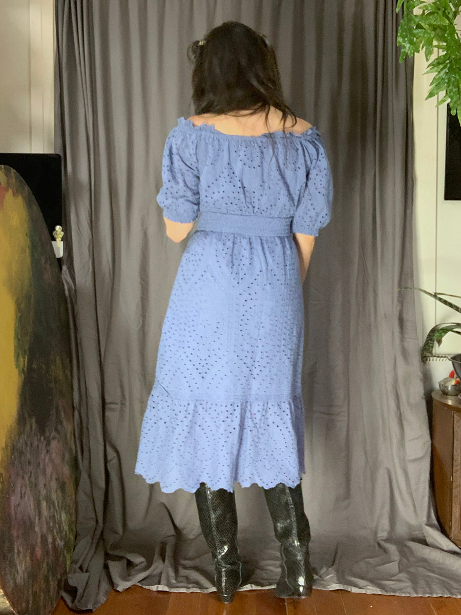 Betsey Johnson Periwinkle Blue Eyelet Prairie Dress