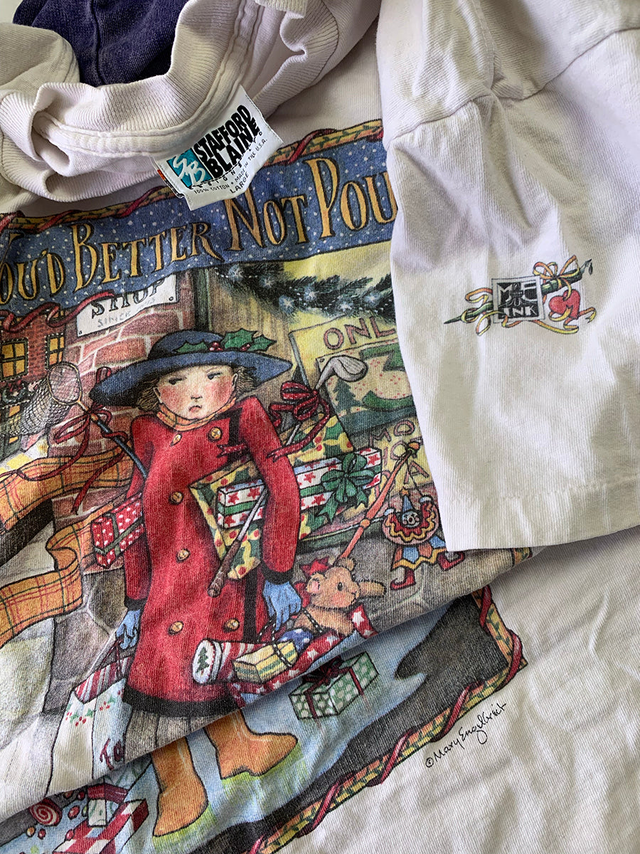 Vintage Nineties Mary Engelbreit Holiday Tee Stafford Blaine Brand Single Stitch