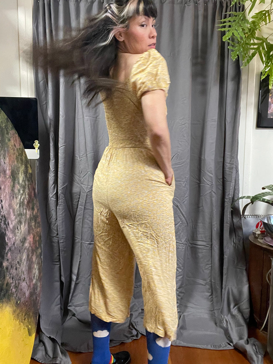 Luxology Yellow Floral Rayon Jumpsuit